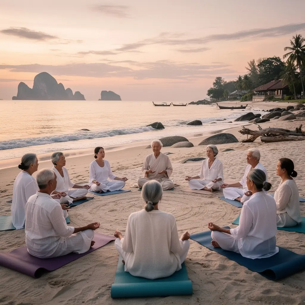 การฝึกซ้อมการเต้นที่สนุกสนานในห้องออกกำลังกายสำหรับผู้สูงอายุ