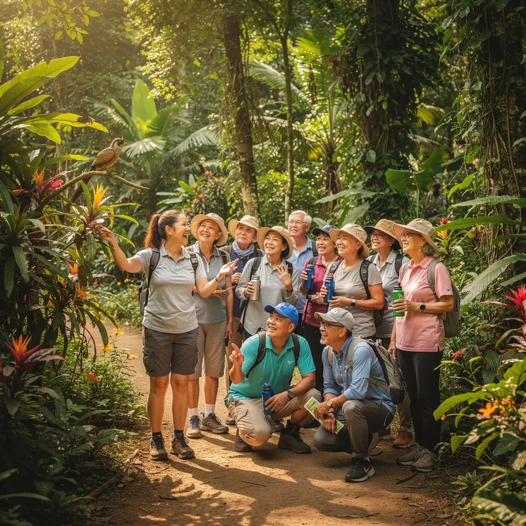 ภาพกลุ่มผู้สูงอายุที่เข้าร่วมการออกกำลังกายแบบแอโรบิกในชุมชน